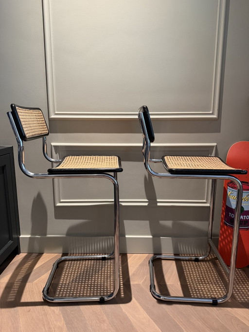 Set Van 2 Vintage Cesca Barkrukken - Italië, Jaren ‘70, ‘80 – Metal, Rattan (photo 2 of 7)