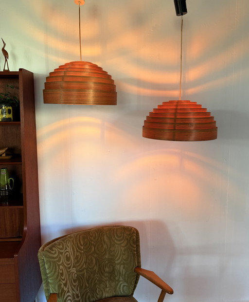 2x lampade a sospensione vintage a stecche, Hans Agne Jakobsson '60