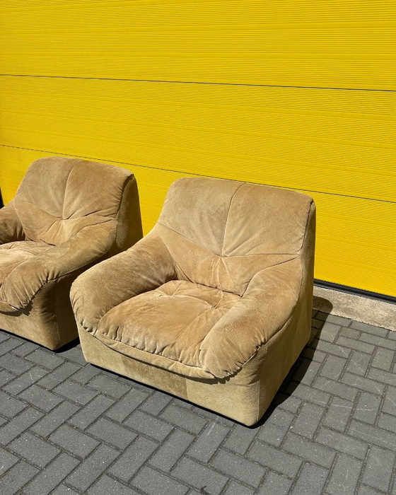 Set di Poltrone lounge vintage in camoscio – anni '70 – Pelle (photo 2 of 18)