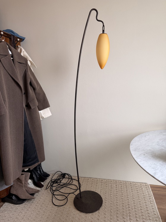 Image 1 of Lampada da terra italiana vintage con paralume in vetro di Murano – Vistosi