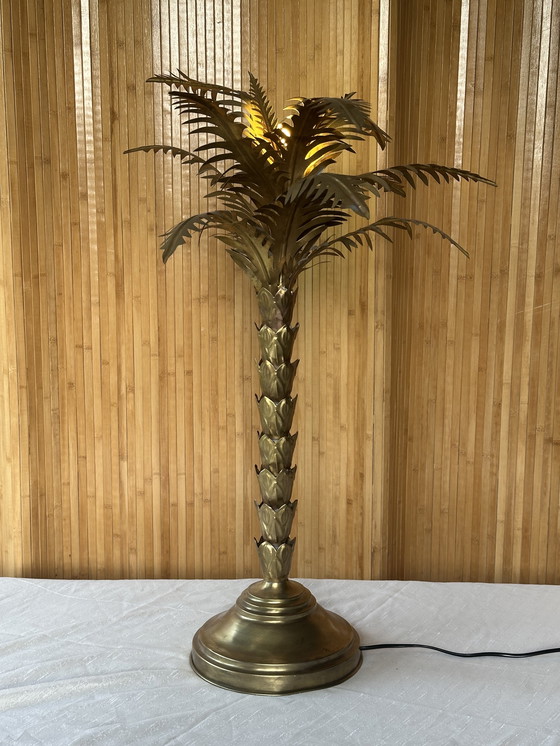 Image 1 of Lámpara de mesa de palmera de latón