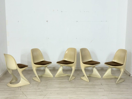 Set van 5 Casalino Casala stoelen / eetkamerstoelen / tuinstoelen – vintage ruimtetijdperk