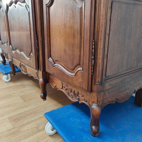 Image 1 of Vintage Antique French Oak Wardrobe Cabinet Dismantable