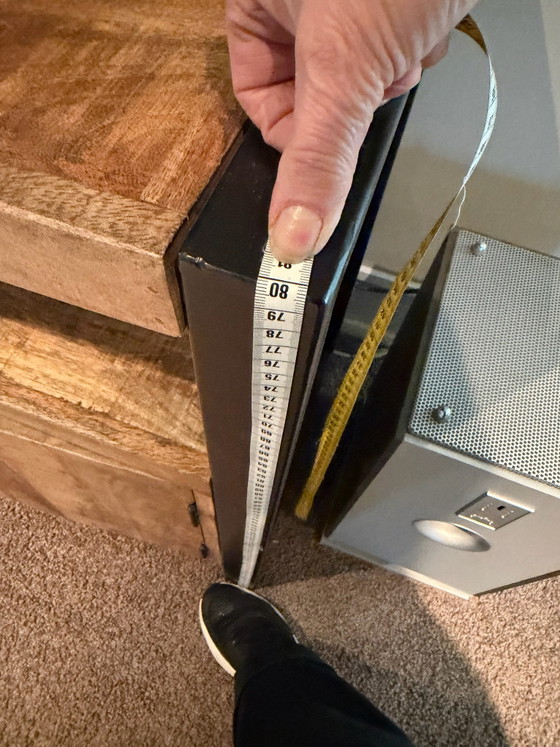 TV-Möbel aus Teakholz und Metall, Beige (Foto 4 von 6)