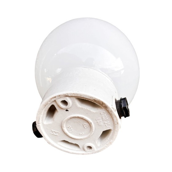 Image 1 of Industriële wandlamp, wit, glas, FOTON, Polen, jaren 60.