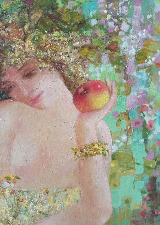 Originales Ölgemälde, abstrakte figurative Darstellung einer Frau in der Natur, Yarilo (photo 7 of 11)