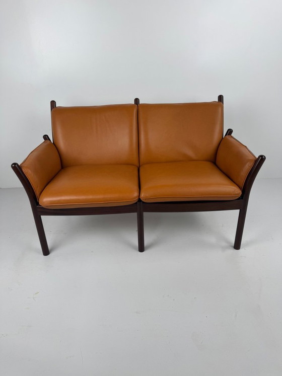 Genius Seating Set, Illum Wikkelsø, Denmark, c. 1960s, C.F.C. Silkeborg, Armchairs, Wood, Leather, Brown (photo 13 of 15)
