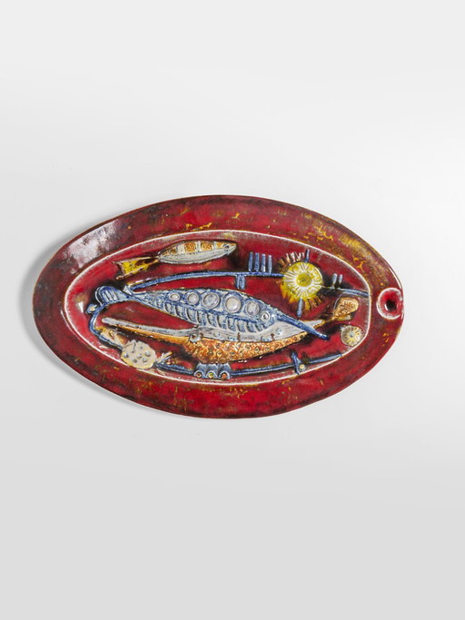 Decoratief keramisch bord van Carlo Zauli, Italië, 1950