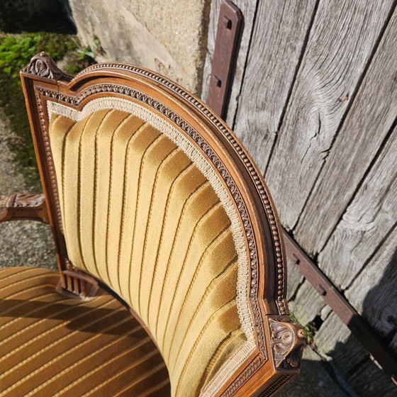 Image 1 of Zwei französische antike Sessel – Massivholz-Loungesessel – Stil Claude Sené – Louis XVI. – Ende des 20. Jahrhunderts