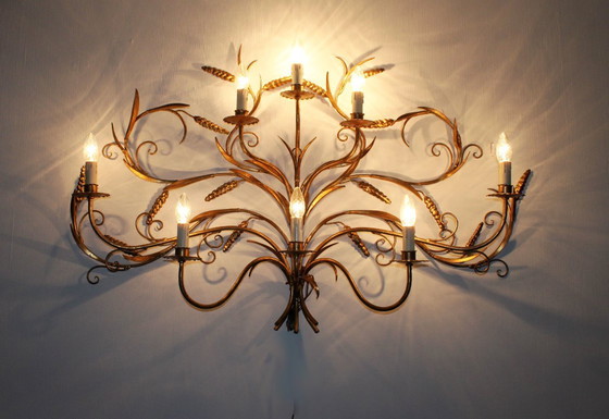 Image 1 of Imposante applique murale Hans Kögl, 8 feux, 70’s.