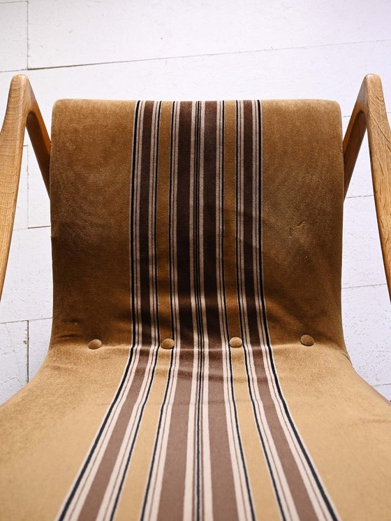 Image 1 of Fauteuil à dossier haut original en chêne scandinave, fin des années 1960