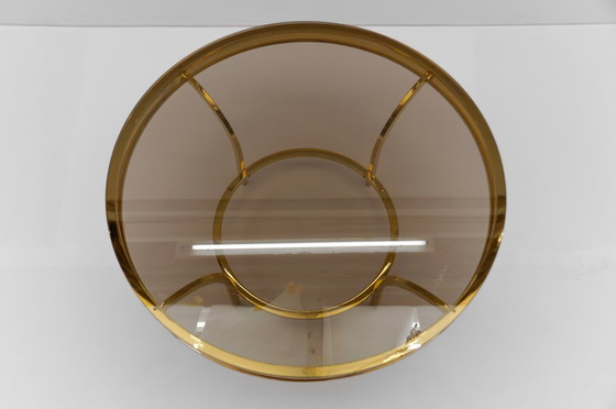 Image 1 of Round Double Frame Gilt and Smoked Glass Coffee Table, 1970s