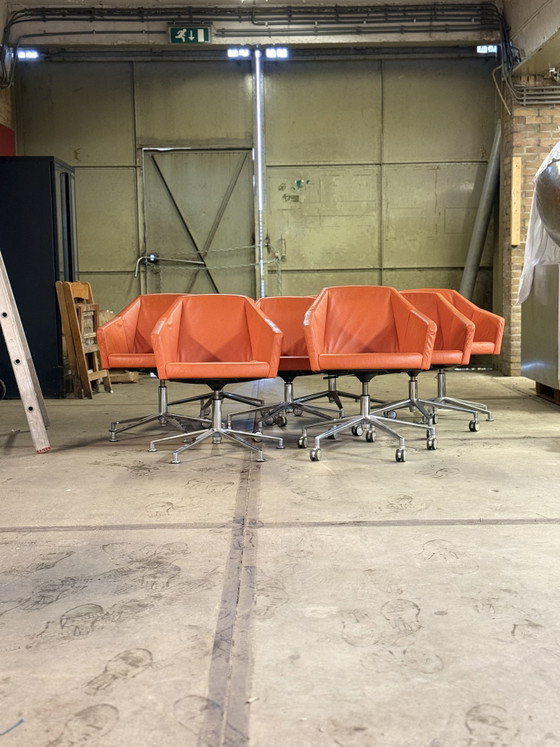 Image 1 of 7x Casala Parker designstoelen | Oranje leer