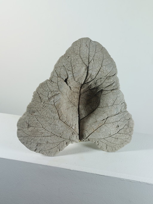 Vintage gegossen Beton Obstschale Vogeltränke Blattoptik