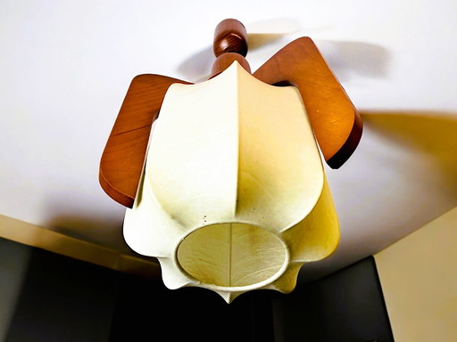 Portuguese Mid-Century Modern Wooden Hanging Light, 1960s