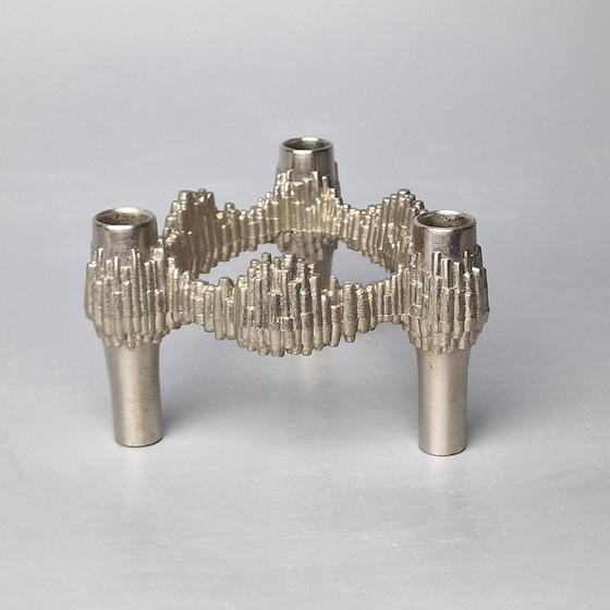 Image 1 of Set Van 5 Modulaire Vintage Kandelaars, Quist Nagel (Variomaster), West Duitsland, Kleur: Nikkel