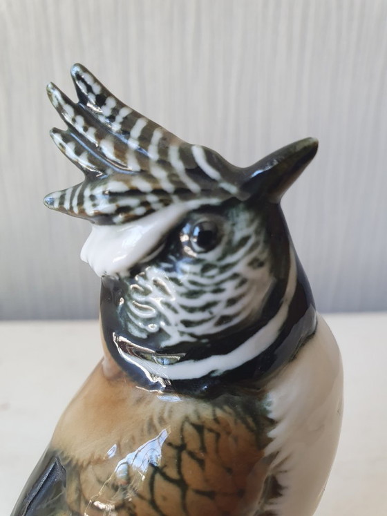 Image 1 of Uccellino in porcellana di Karl Ens – cincia dal ciuffo – dipinto a mano