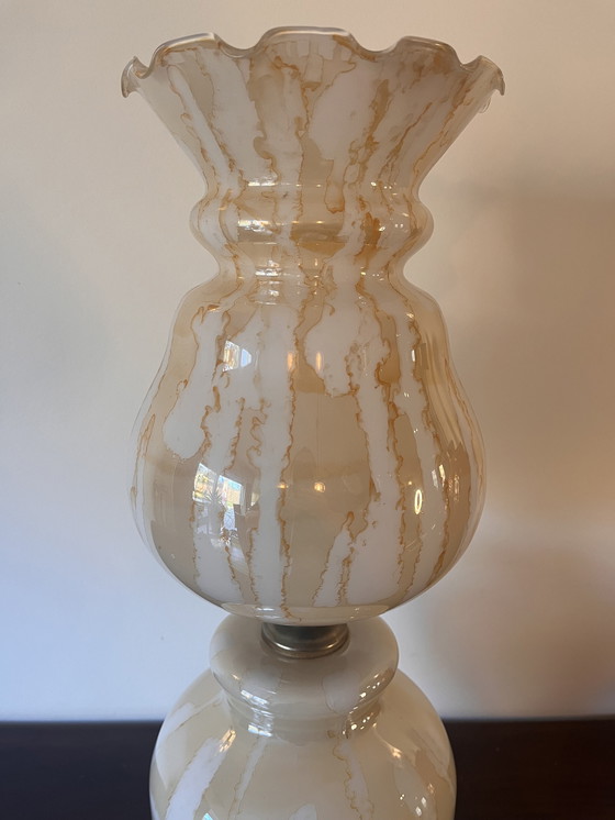 Image 1 of Vintage Lamp Van Glas Met Messing