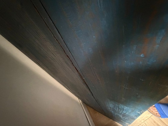 Antique Bow-Front Corner Cabinet in Original Blue Paint, 18th/19th Century – Kasten, Wood (photo 5 of 16)
