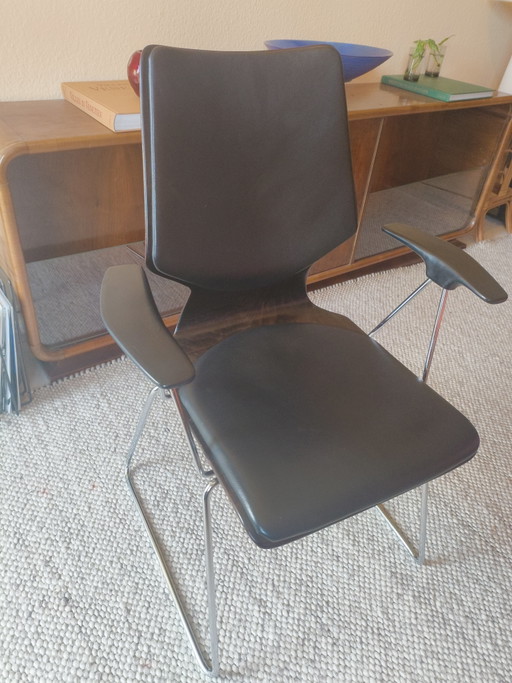 Silla de comedor, madera cromada, Flötotto, década de 1970.