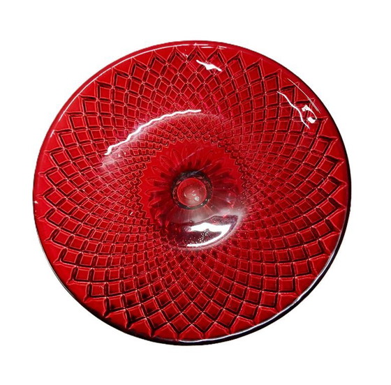 Image 1 of Bol sur pied vintage en verre rubis – Bonbonnière / Centre de table