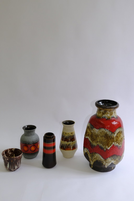 Vintage-Vase in rot/braun