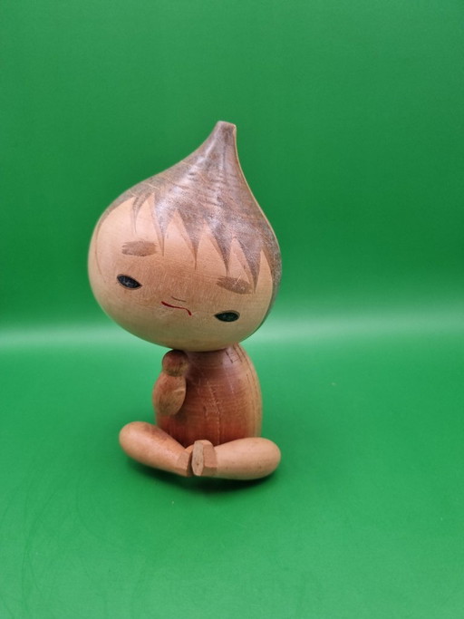 Vintage 'Zwiebel' Kokeshi von (vermutlich) Takamizawa Kazuo