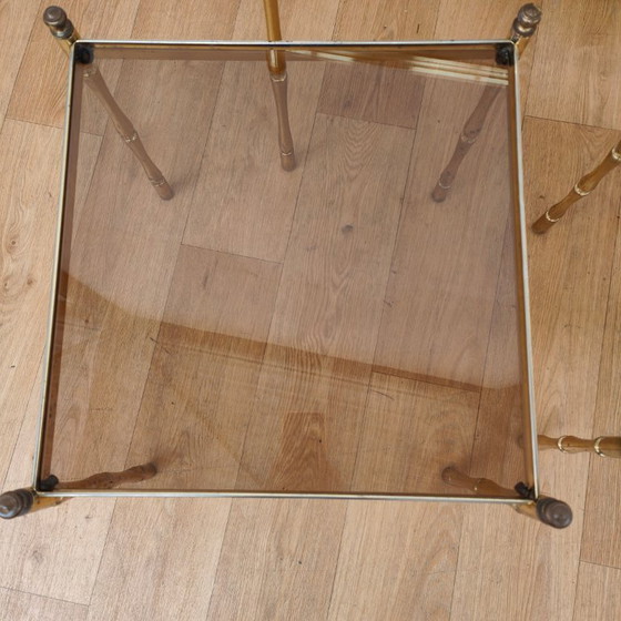 Image 1 of Tables gigognes de style Régence, imitation bambou, style Hollywood vintage.