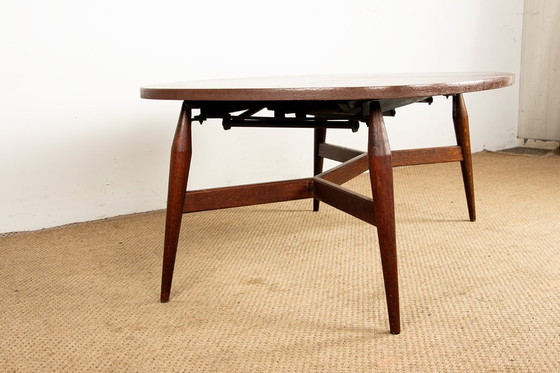 Image 1 of Mesa alta y baja danesa de teca y madera lacada en marrón, modelo Smørrebrød 1960.