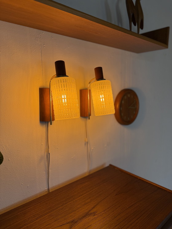 Image 1 of Ensemble de 2 appliques murales danoises vintage, années 1960