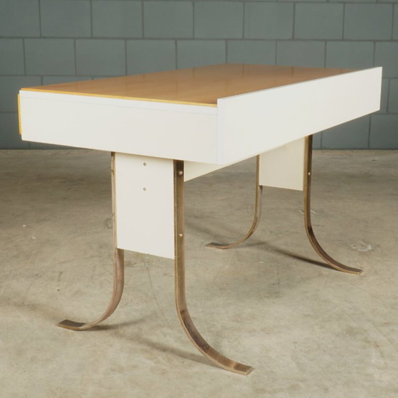 Bureau design vintage avec pieds traîneaux chromés – années 1970 – Bureaux, Metal, Wood (photo 21 of 24)