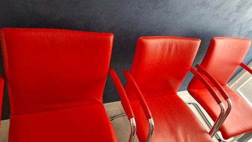 3 x Leolux Freyr leather red/orange