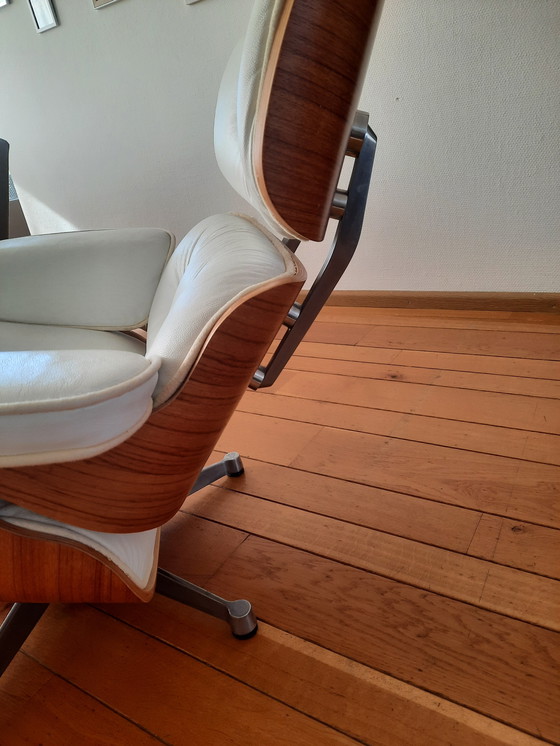 Image 1 of Eames Lounge Chair white leather + Ottan (footstool)