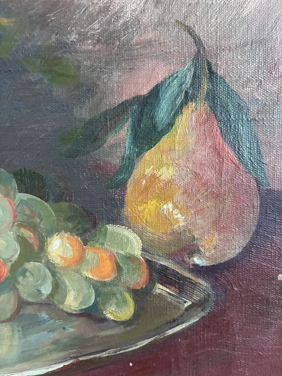 Large vintage original floral still life painting with fruit – Paintings & Drawings, Wood, Canvas (photo 17 of 21)