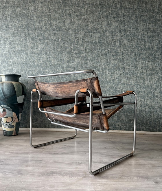 Image 1 of Vintage Marcel Breuer, sedia Wassily, patinata, Italia - anni '60