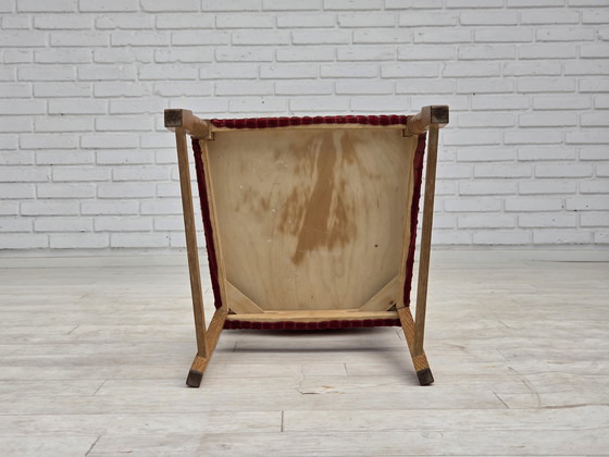 Image 1 of 1970 Set van 6 Deense eetkamerstoelen, originele staat, eikenhout, meubelwol