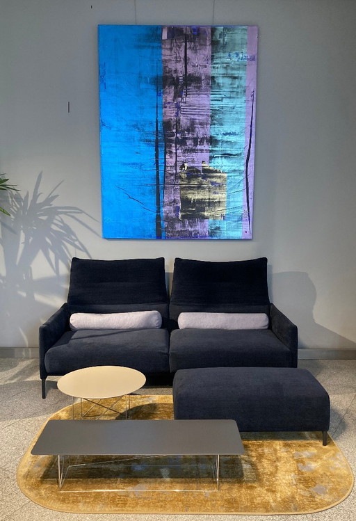 COR sofa Avalanche with lumbar cushions & footstool