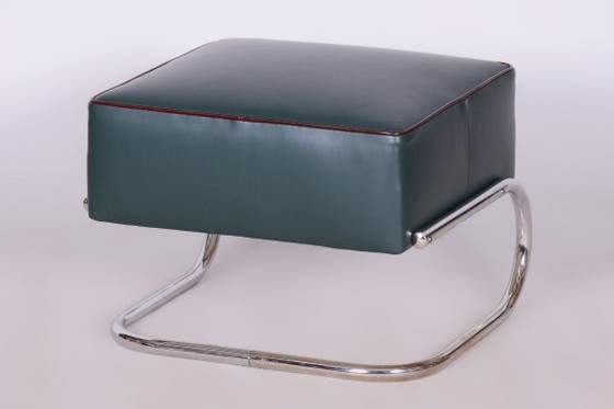 Restored Bauhaus Stool, by Robert Slezák, Chrome, Leather, Czech, 1930s (photo 7 of 20)