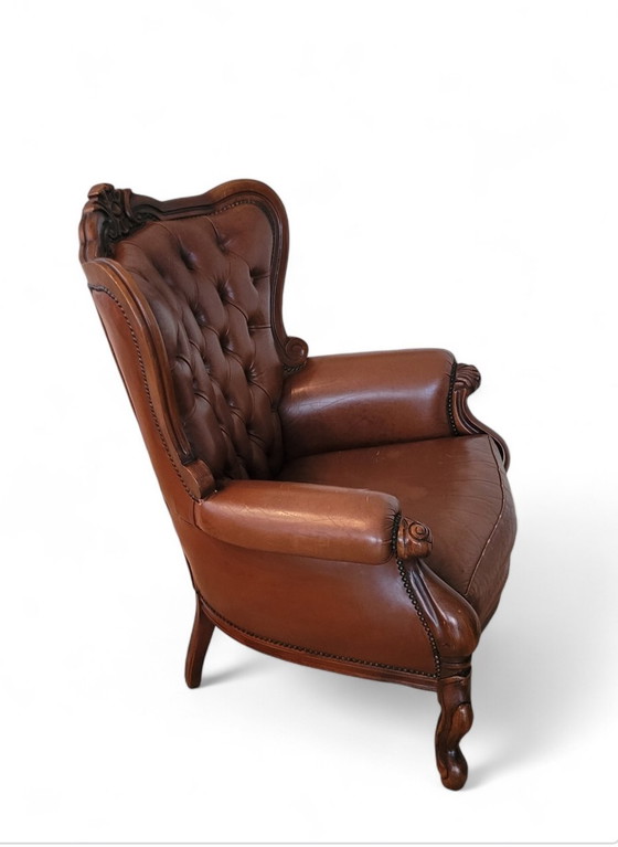 Image 1 of Vintage Chesterfield Wingchair Rococo Stijl