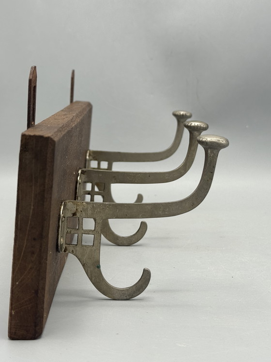 Image 1 of Authentic 1930s coat rack - wood with metal hooks