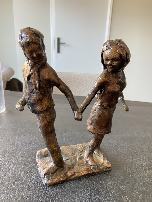 Vintage Bronze Statue Love Man Woman Bronze