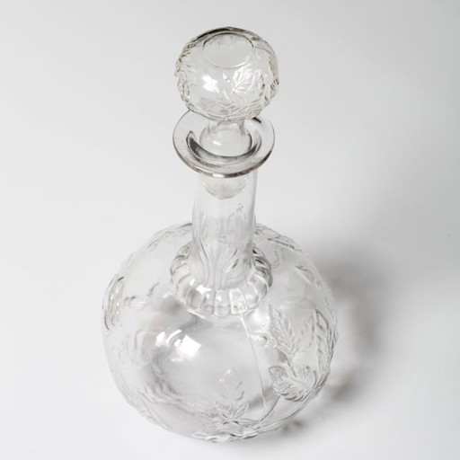 Vintage Glaskaraffe / Weinkaraffe mit Rosenmuster / Empoli / Italien / 1950er Jahre – tafelaccessoires (photo 2 of 14)