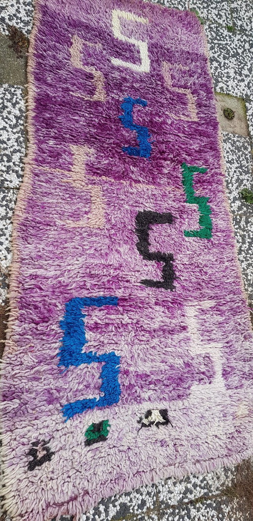 Hand-knotted Berber wool rug 187x78cm