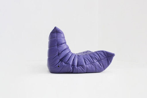 Divano vintage a 2 posti Togo in pelle viola di Ligne Roset, anni '90.