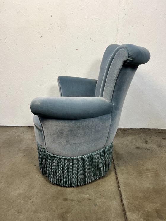 Image 1 of Poltrona da cocktail vintage, Francia anni '60, velluto blu