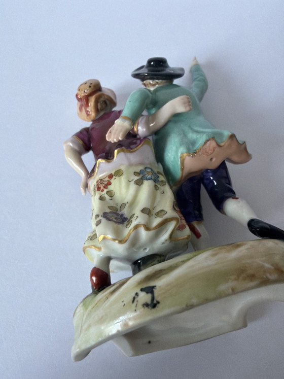 Wunderschönes antikes Hofpaar aus Porzellan – Höchster Stil (Passau, ca. 1900) – Dekorative Objekte, Porcelain (photo 5 of 6)