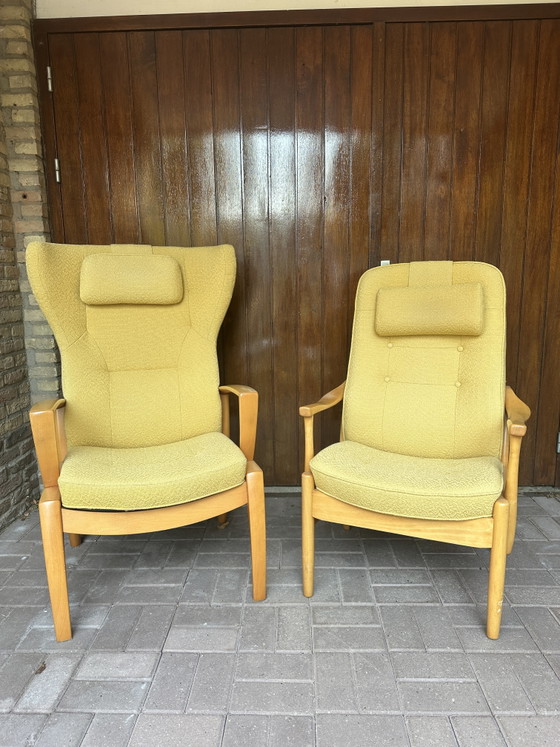 2 verschillende Farstrup Møbler stoelen met quality inspection in 1998 – Verstelbare relaxstoel, Wood (photo 11 of 13)