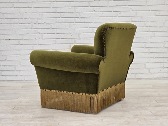 Image 1 of 1970s Danish Lounge Chair, Low, Furniture Velour, Ash Wood Legs