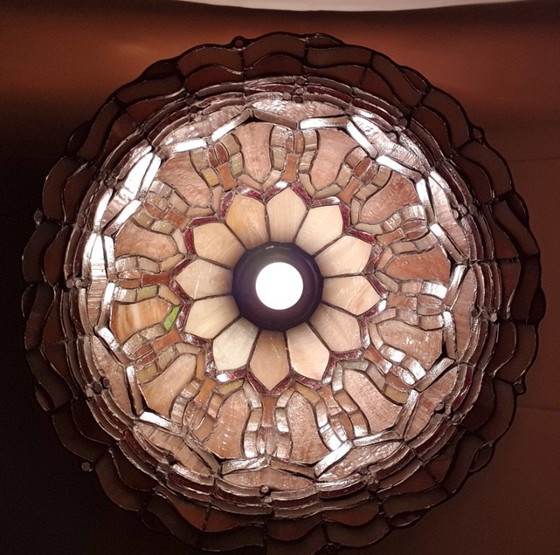 Grande lampada a sospensione in vetro colorato/Tiffany, Belgio – Massive, Lampade a sospensione, Glass (photo 9 of 35)