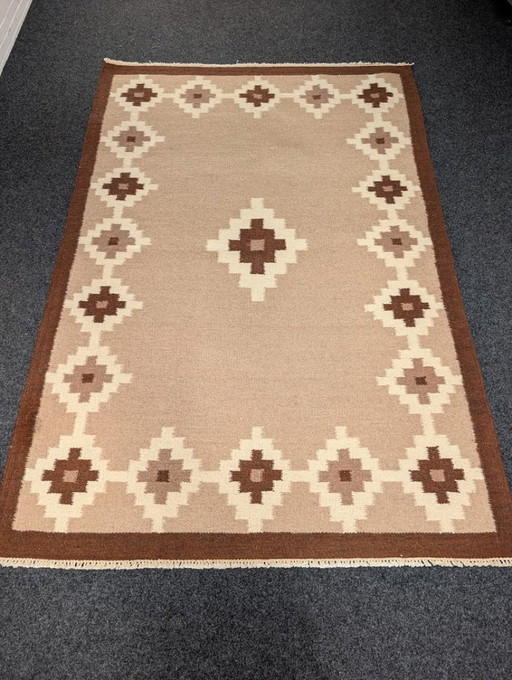Vintage traditional Röllakan rug, Swedish design, 1960s